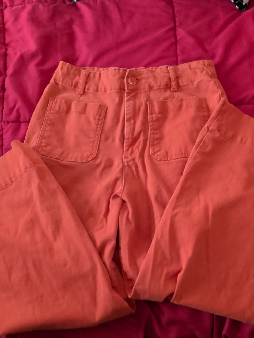 High-Rise Women's Jeans in Coral Orange